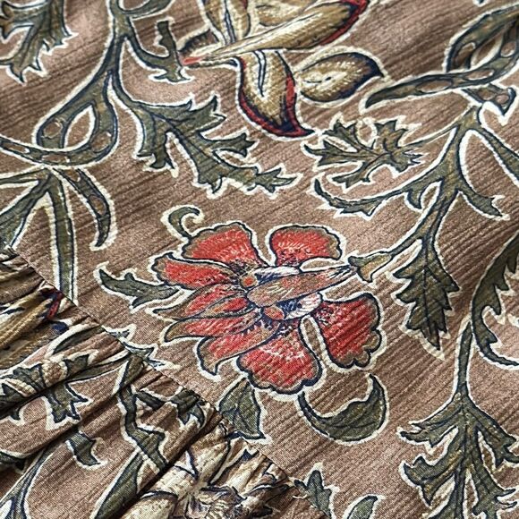 Liz Claiborne Green Tan Tiered Maxi Skirt sz Small - Picture 8 of 8